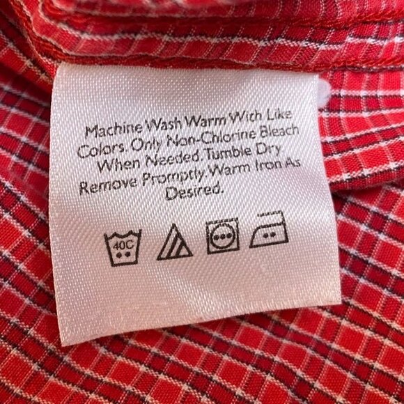 Eddie Bauer Mens Shirt L Red & White Plaid Long Sleeve Button-Up 100% Cotton - Picture 7 of 9